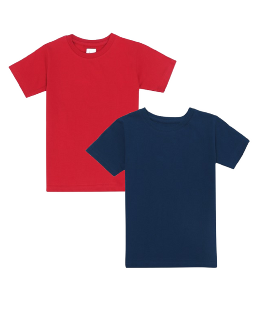 Kids Round Neck T-Shirt Half Sleeves 100% Cotton Plain Solid Color Tshirt