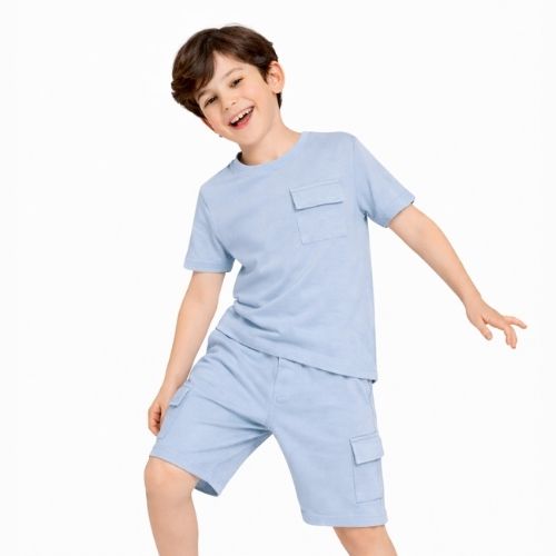 CHILINS Boys Oversized Relax Fit T-Shirt & Shorts Set – Comfortable Casual Wear