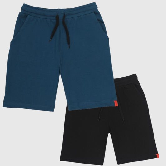 Kids Cotton Shorts Black & Blue