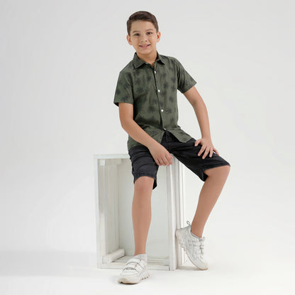 Boys Printed Regular Fit Casual Cotton Shirt