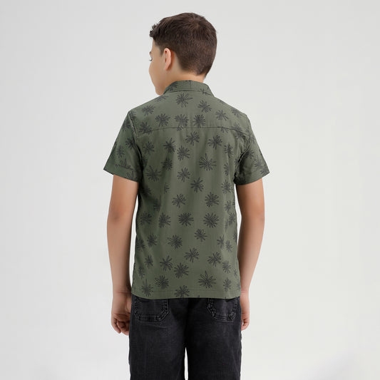 Boys Printed Regular Fit Casual Cotton Shirt