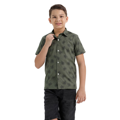 Boys Printed Regular Fit Casual Cotton Shirt