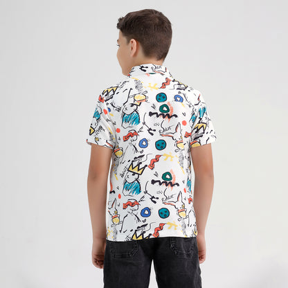 Boys Printed Resort Beach Regular Fit Shirt