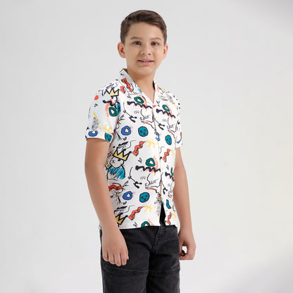 Boys Printed Resort Beach Regular Fit Shirt