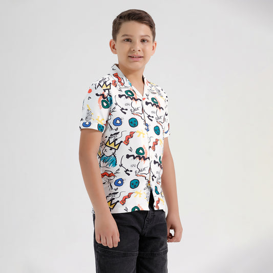 Boys Printed Resort Beach Regular Fit Shirt