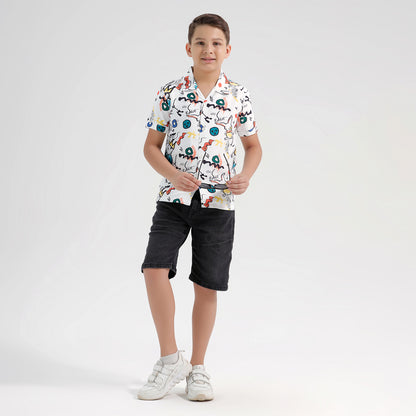 Boys Printed Resort Beach Regular Fit Shirt