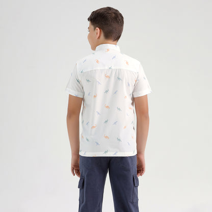 Boys Printed Regular Fit Casual Cotton Shirt