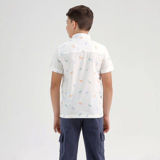 Boys Printed Regular Fit Casual Cotton Shirt