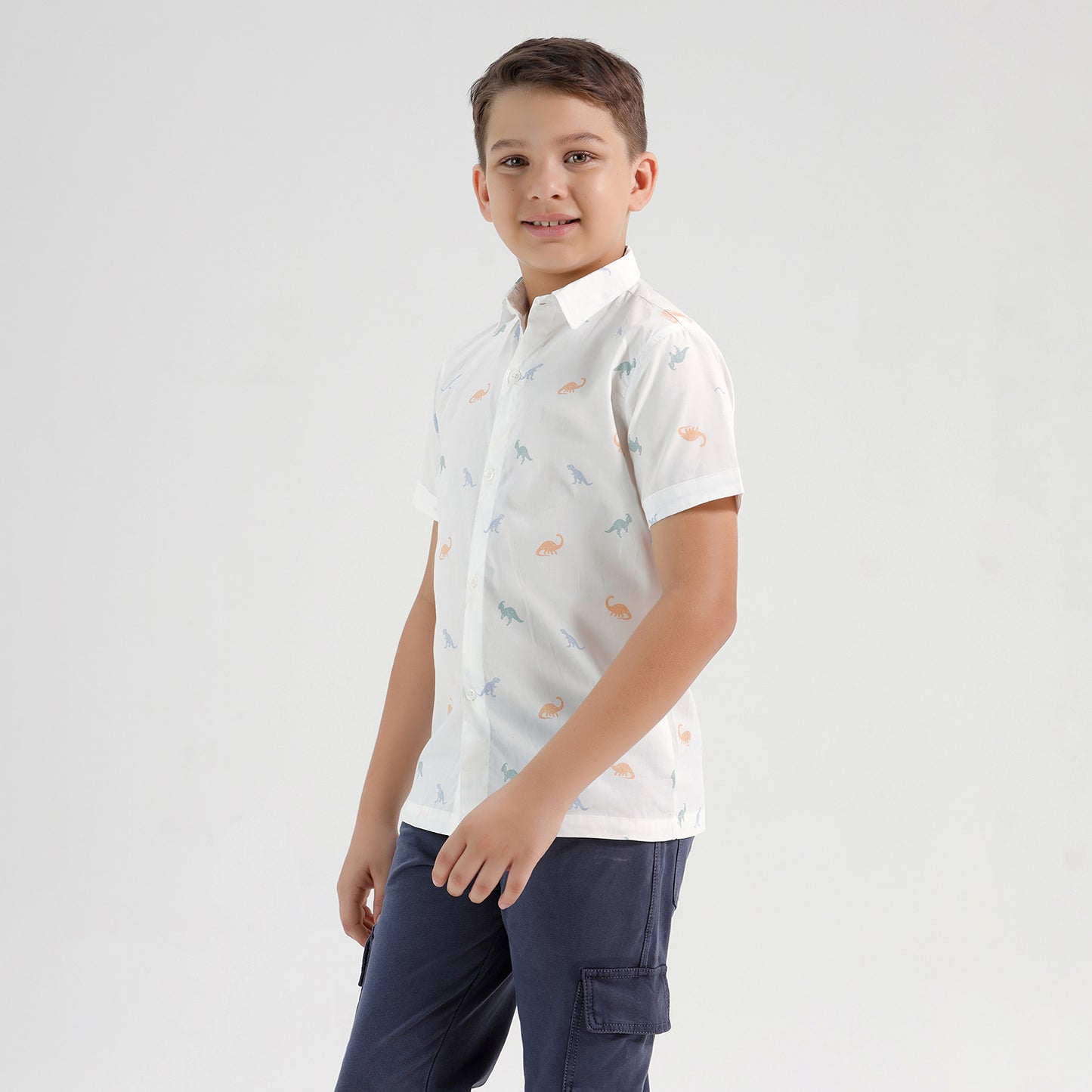 Boys Printed Regular Fit Casual Cotton Shirt