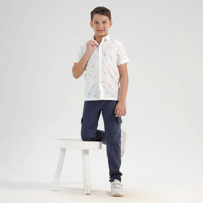 Boys Printed Regular Fit Casual Cotton Shirt