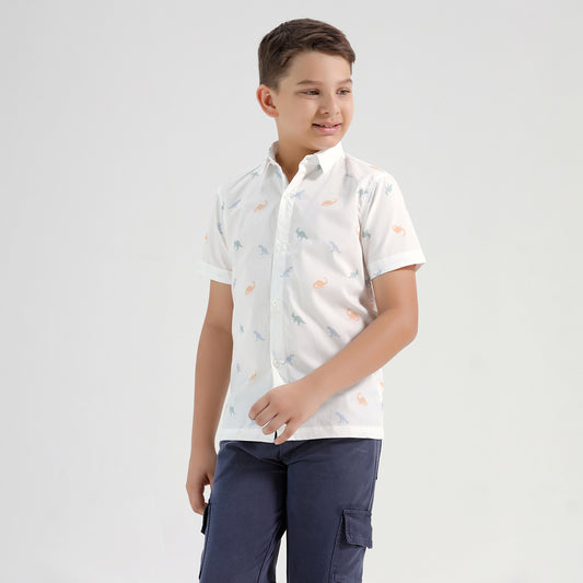 Boys Printed Regular Fit Casual Cotton Shirt