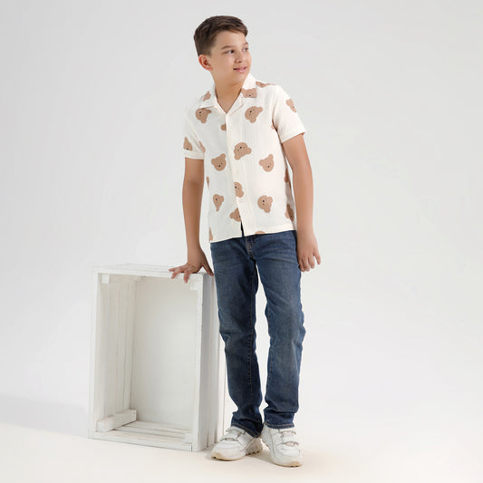 Boys Printed Resort Beach Regular Fit Shirt