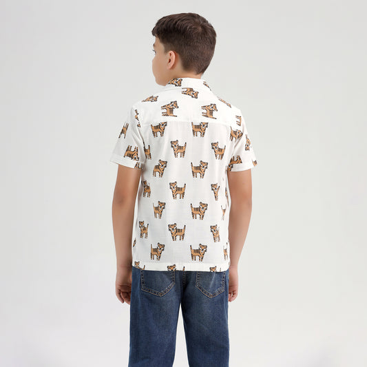 Boys Printed Resort Beach Regular Fit Shirt