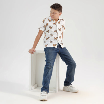 Boys Printed Resort Beach Regular Fit Shirt