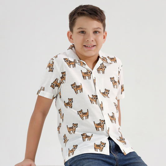 Boys Printed Resort Beach Regular Fit Shirt