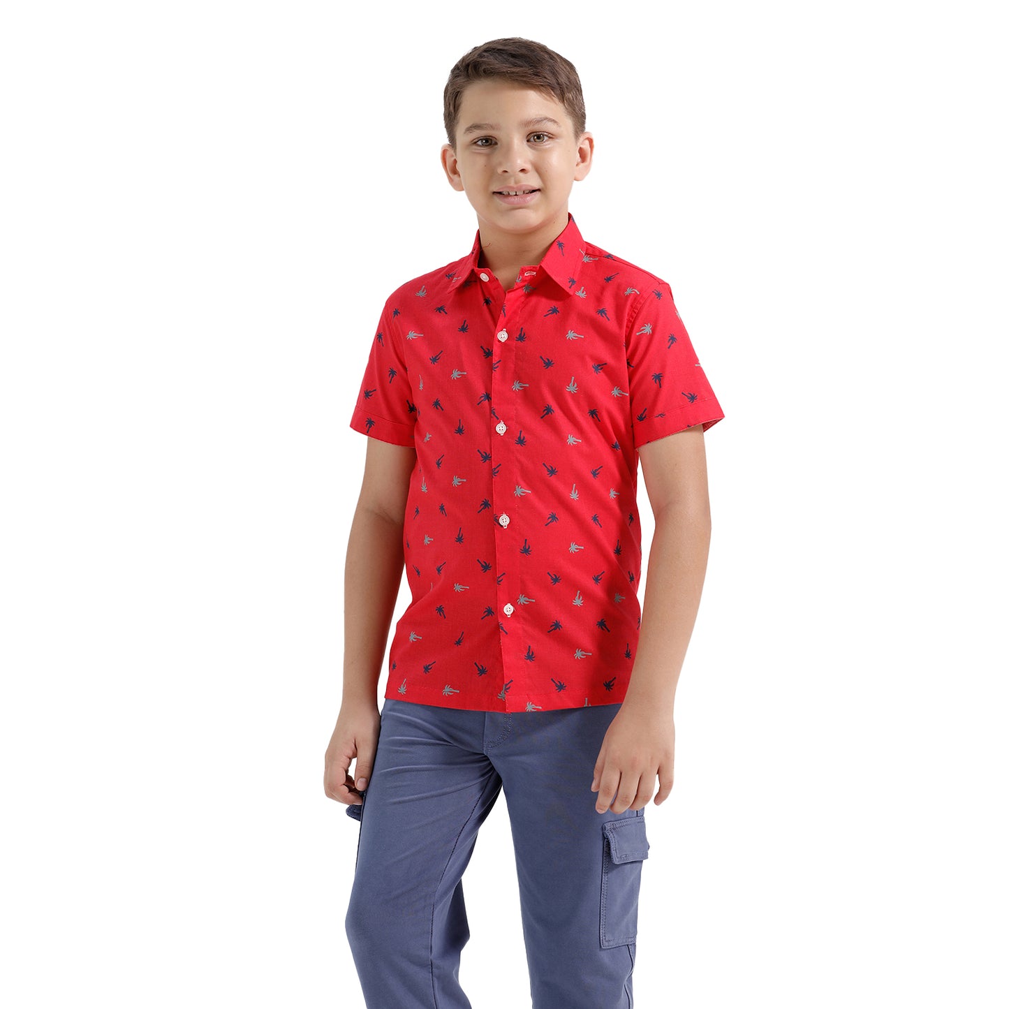 Boys Printed Regular Fit Casual Cotton Shirt