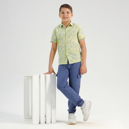 Boys Printed Regular Fit Casual Cotton Shirt