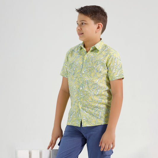 Boys Printed Regular Fit Casual Cotton Shirt