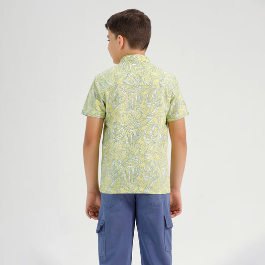 Boys Printed Regular Fit Casual Cotton Shirt