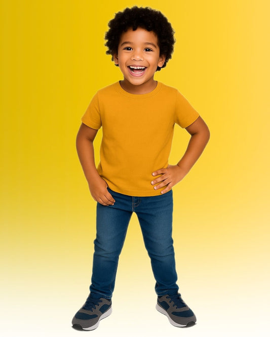 Kids Round Neck T-Shirt Half Sleeves 100% Cotton Plain Solid Color Tshirt