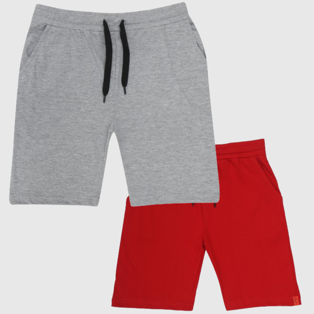 Kids Cotton Shorts Grey & Red
