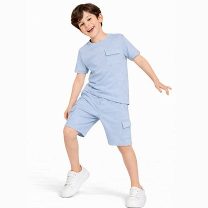 CHILINS Boys Oversized Relax Fit T-Shirt & Shorts Set – Comfortable Casual Wear