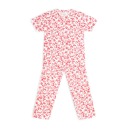 Sleepwear Set | Tshirt Pyjama Pant Set | Nightsuit Set | Boys & Girls Cotton Fabric Red Heart