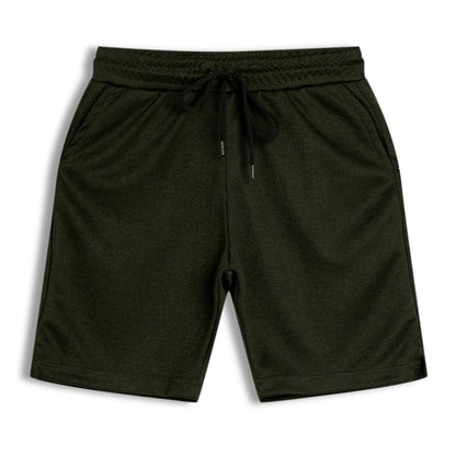 CHILINS Kids Dry Fit Sports Shorts | Dark green Activewear Shorts with Drawstring