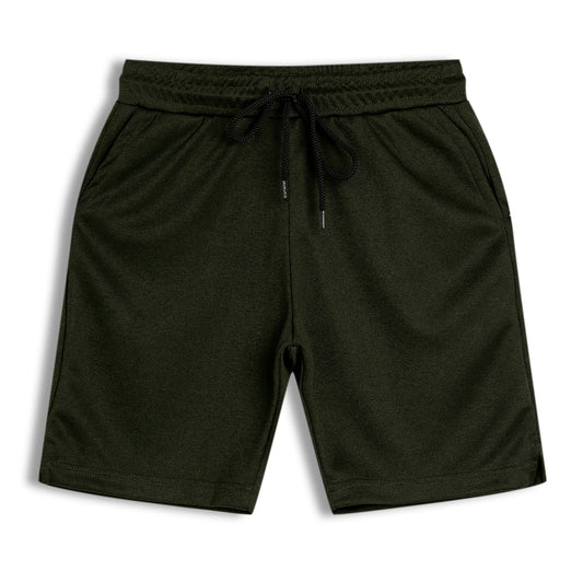 CHILINS Kids Dry Fit Sports Shorts | Dark green Activewear Shorts with Drawstring