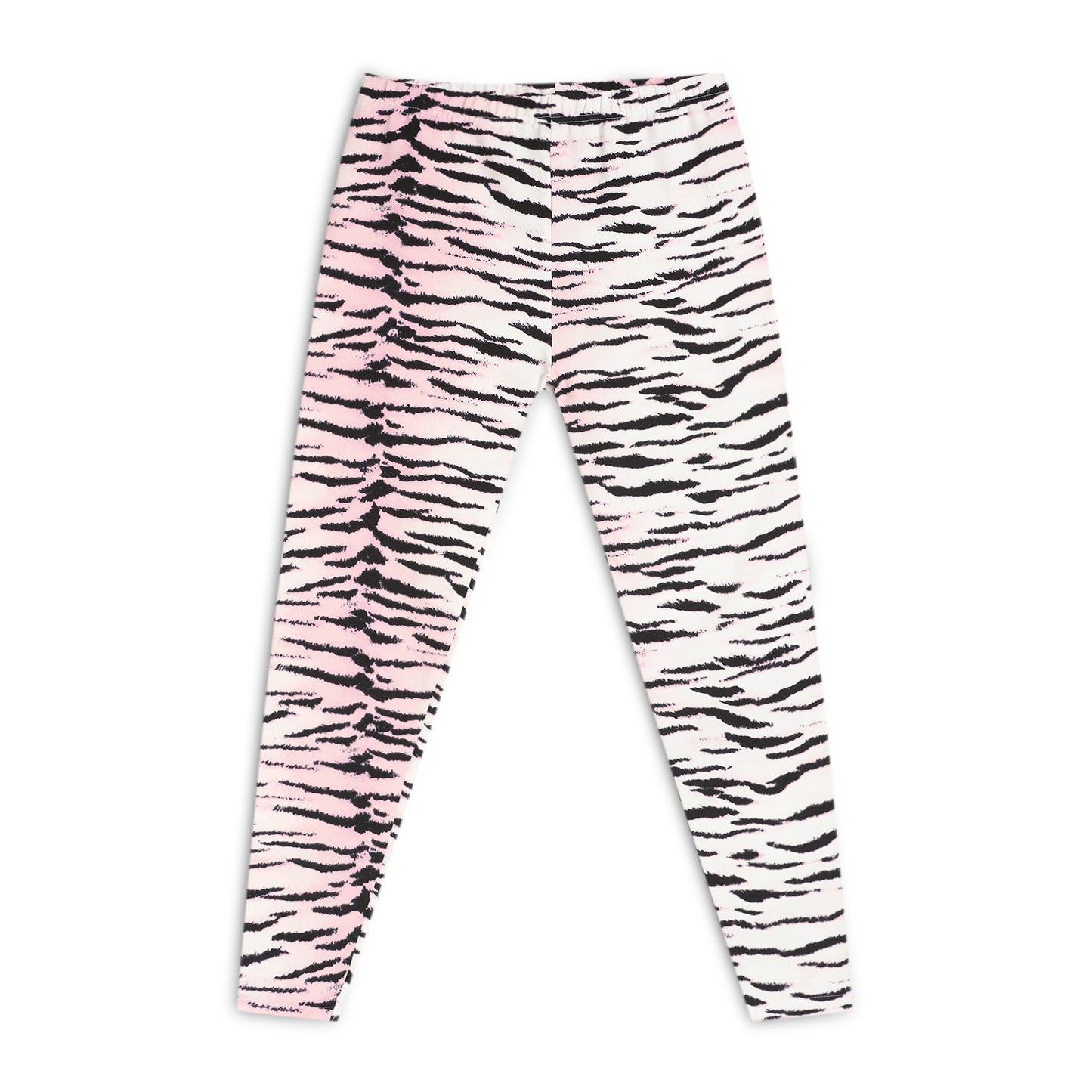 Poly lycra Printed Leggings for Girls Pink