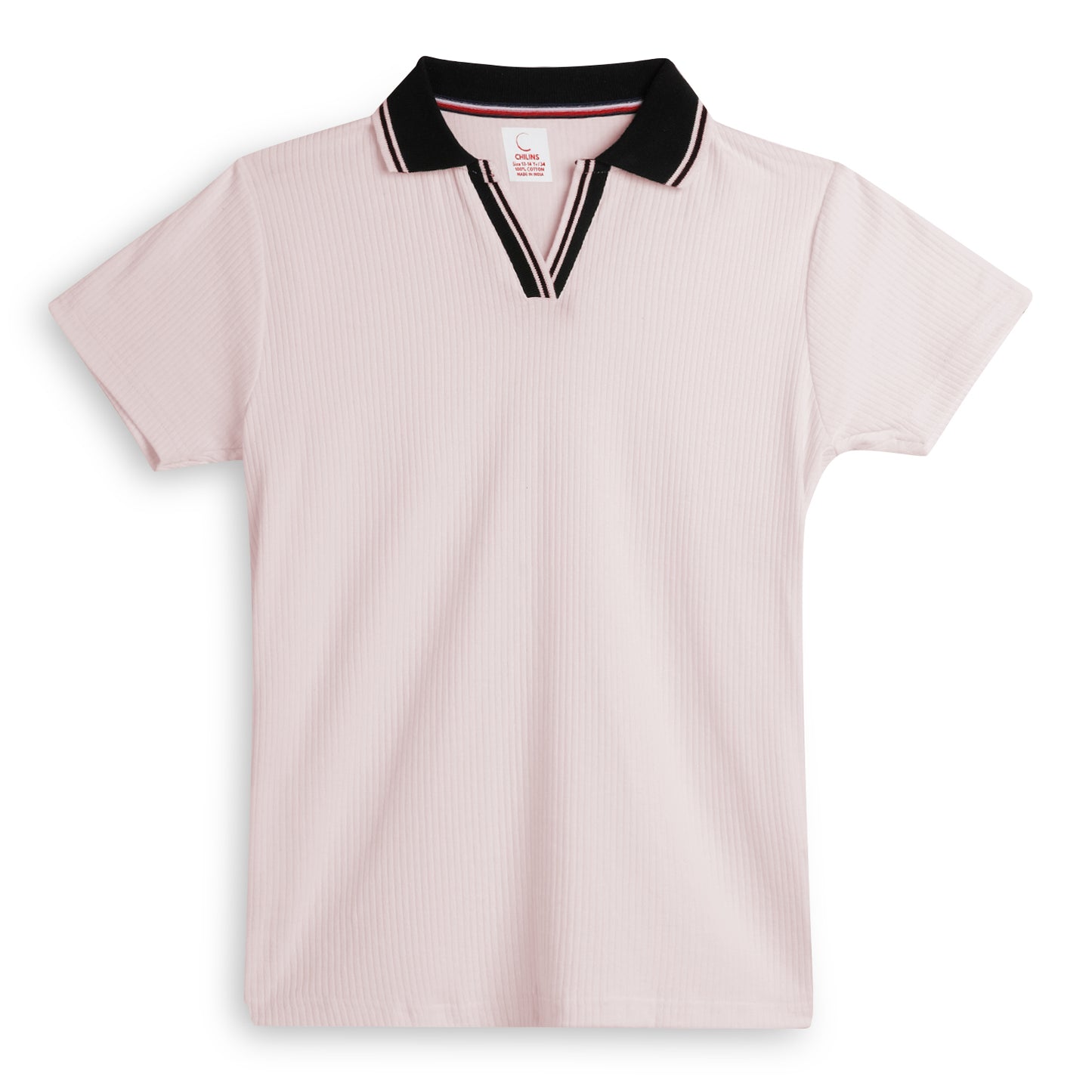 Girls Cotton Solid Collared Polo T-shirt