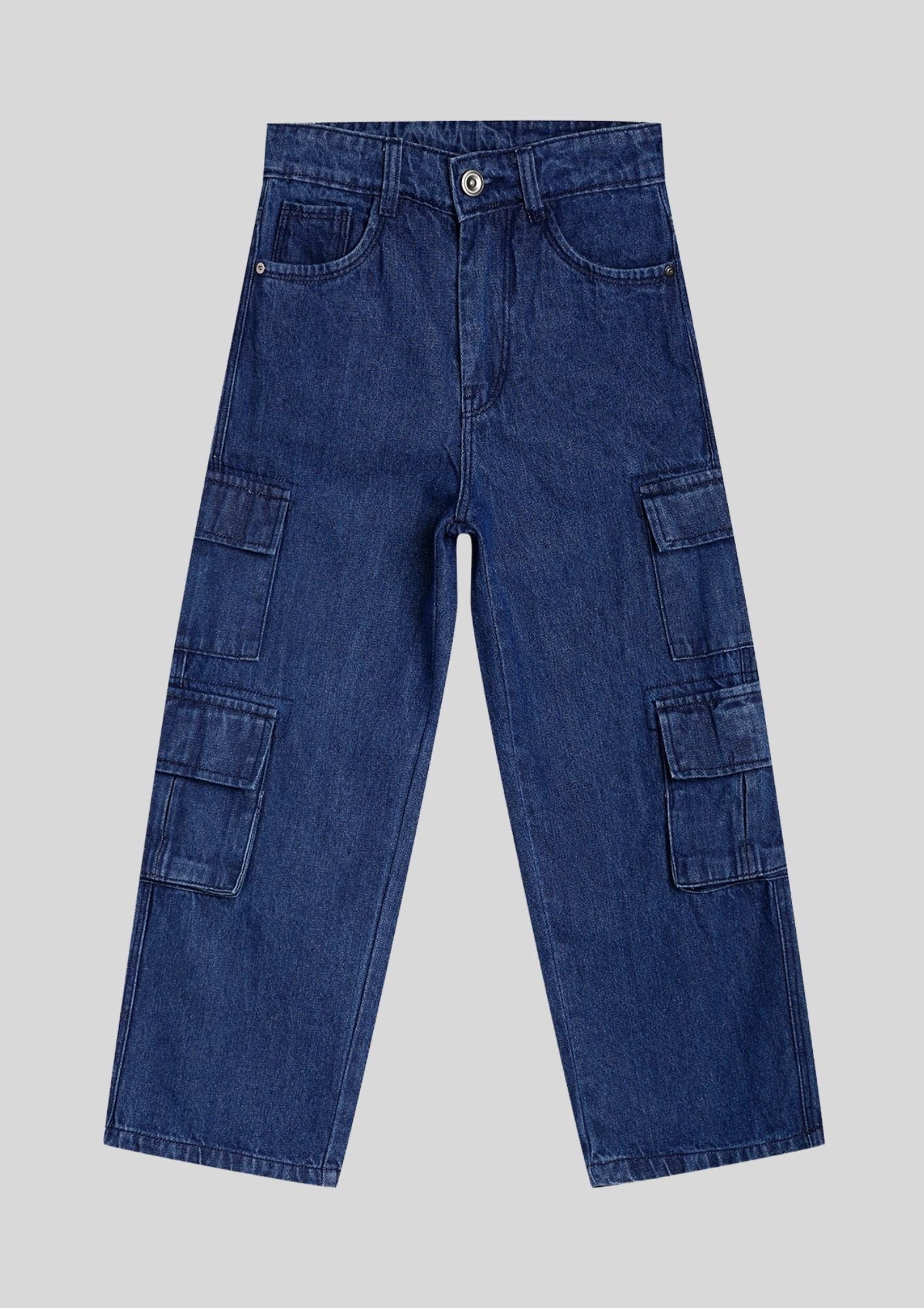 CHILINS Kids’ Blue Baggy Jeans with Logo T‑Shirt – Trendy Casual Wear for Girls