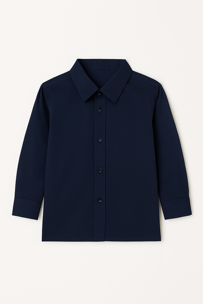 CHILINS Kids Blue Solid Formal Shirt | Full Sleeve Button-Down Shirt