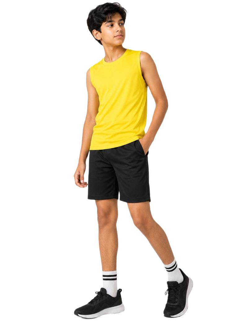 CHILINS Kids Yellow Sleeveless Sports T-Shirt