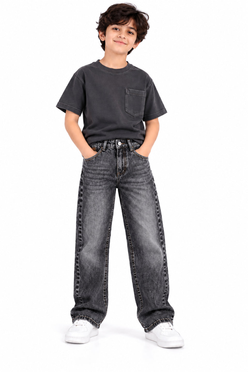 CHILINS Boys Grey Relaxed Fit Denim Jeans