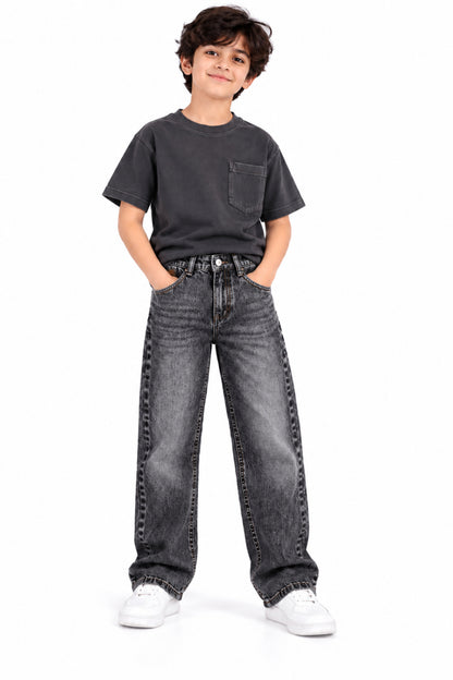 CHILINS Boys Grey Relaxed Fit Denim Jeans