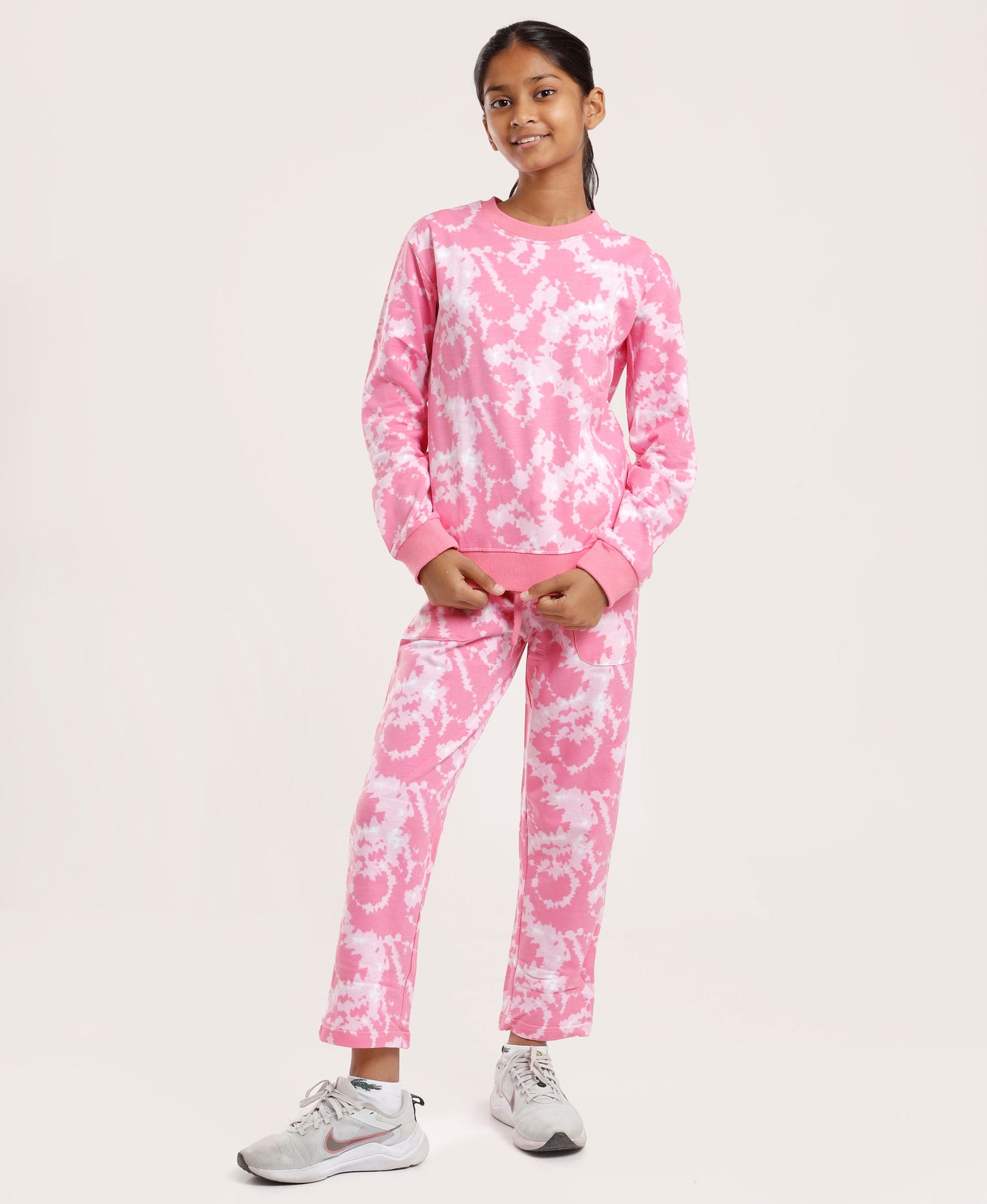 Girls’ Tie-Dye Clothing set |Sweatshirt & Jogger Co-Ord Set |Pink