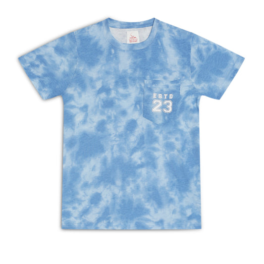 Kids Boy's Girls Regular Round Neck Cotton Fit T-Shirt Blue Tie Dye
