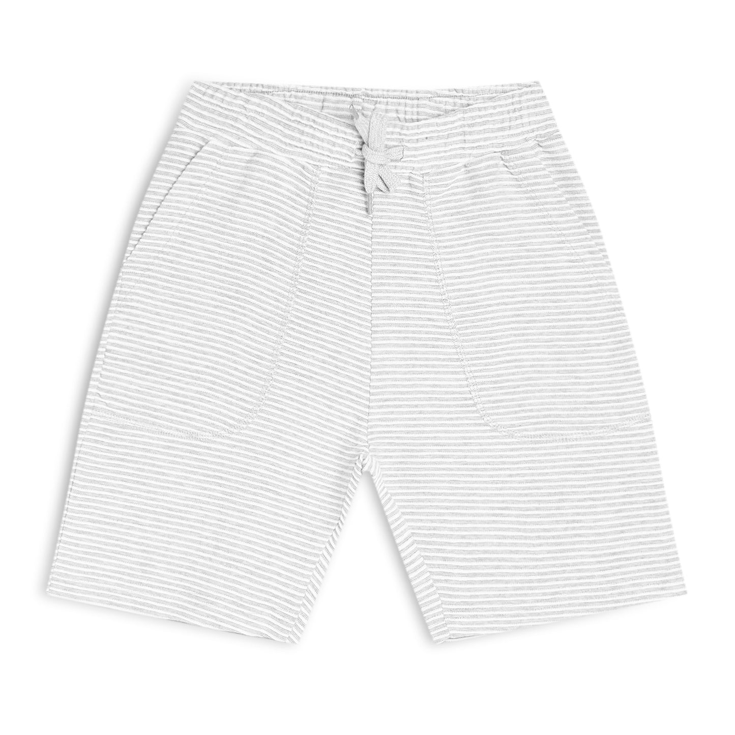Boy's Cotton Bermuda Shorts with Trending Pocket Design – Grey White