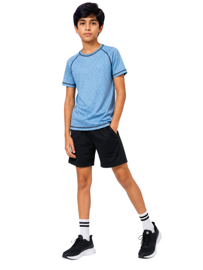 CHILINS Unisex Kids Blue Short Sleeve Sports T-Shirt