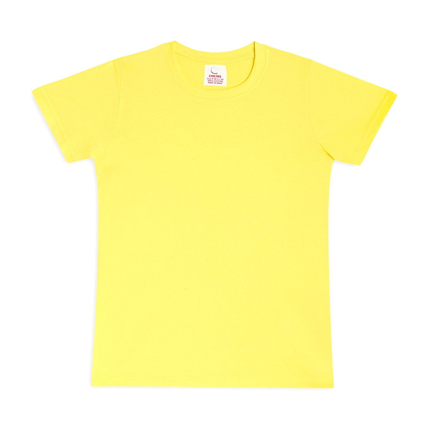 Kids Round Neck T-Shirt Half Sleeves 100% Cotton Plain Solid Color Tshirt Yellow