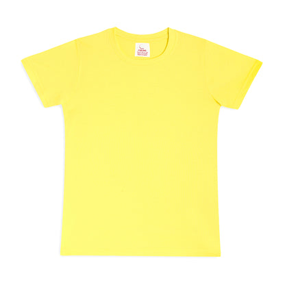Kids Round Neck T-Shirt Half Sleeves 100% Cotton Plain Solid Color Tshirt Yellow