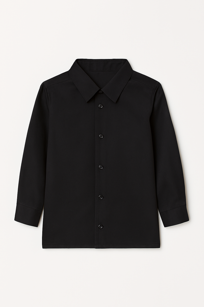 CHILINS Kids Black Solid Formal Shirt | Full Sleeve Button-Down Shirt