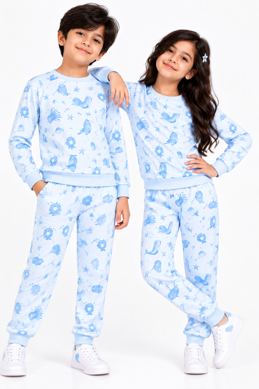 CHILINS Boys & Girls Blue Printed Co-Ord Set