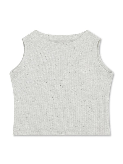 CHILINS Girls Grey Ribbed Cotton Crop Top Stylish & Comfortable Kidswear