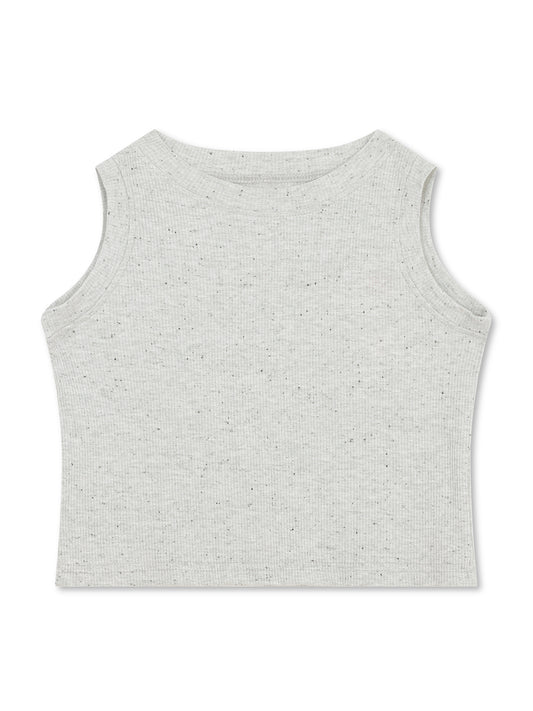 CHILINS Girls Grey Ribbed Cotton Crop Top Stylish & Comfortable Kidswear