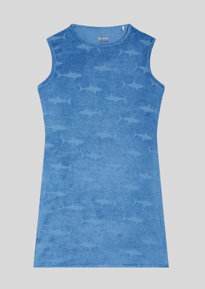 CHILINS Kids’ Blue Sleeveless Shark Print Dress – Fun & Comfortable Everyday Wear