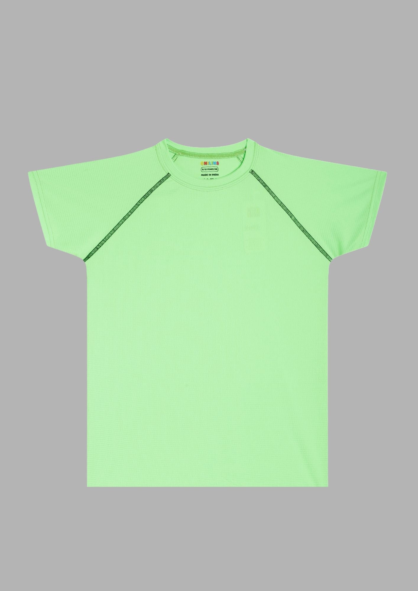 CHILINS Kids’ Neon Green Dry‑Fit Sports T‑Shirt – Activewear for Outdoor & School Sports