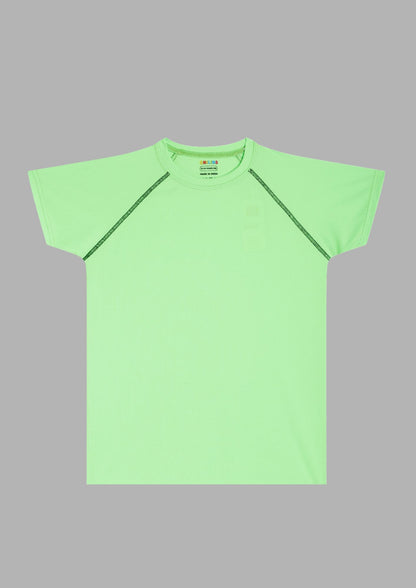 CHILINS Kids’ Neon Green Dry‑Fit Sports T‑Shirt – Activewear for Outdoor & School Sports