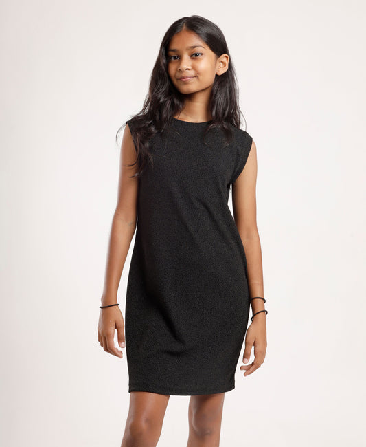 Girls Black Minimal Sleeveless Dress | Everyday Casual to Party Wear